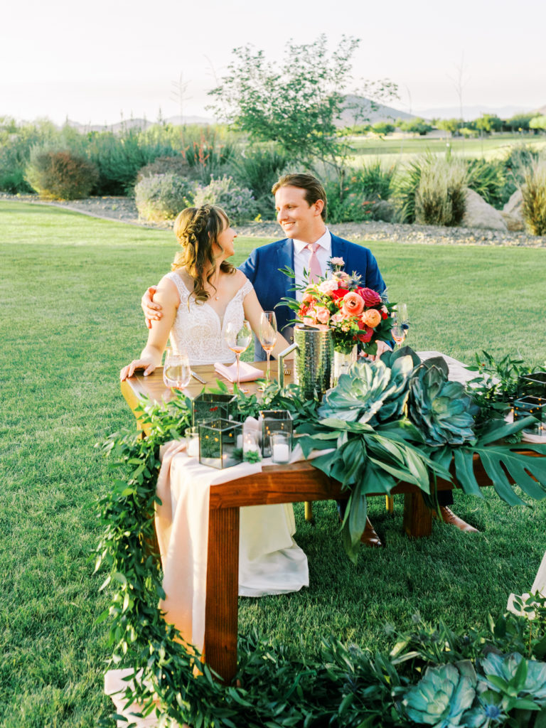 tropical wedding reception in the southwest