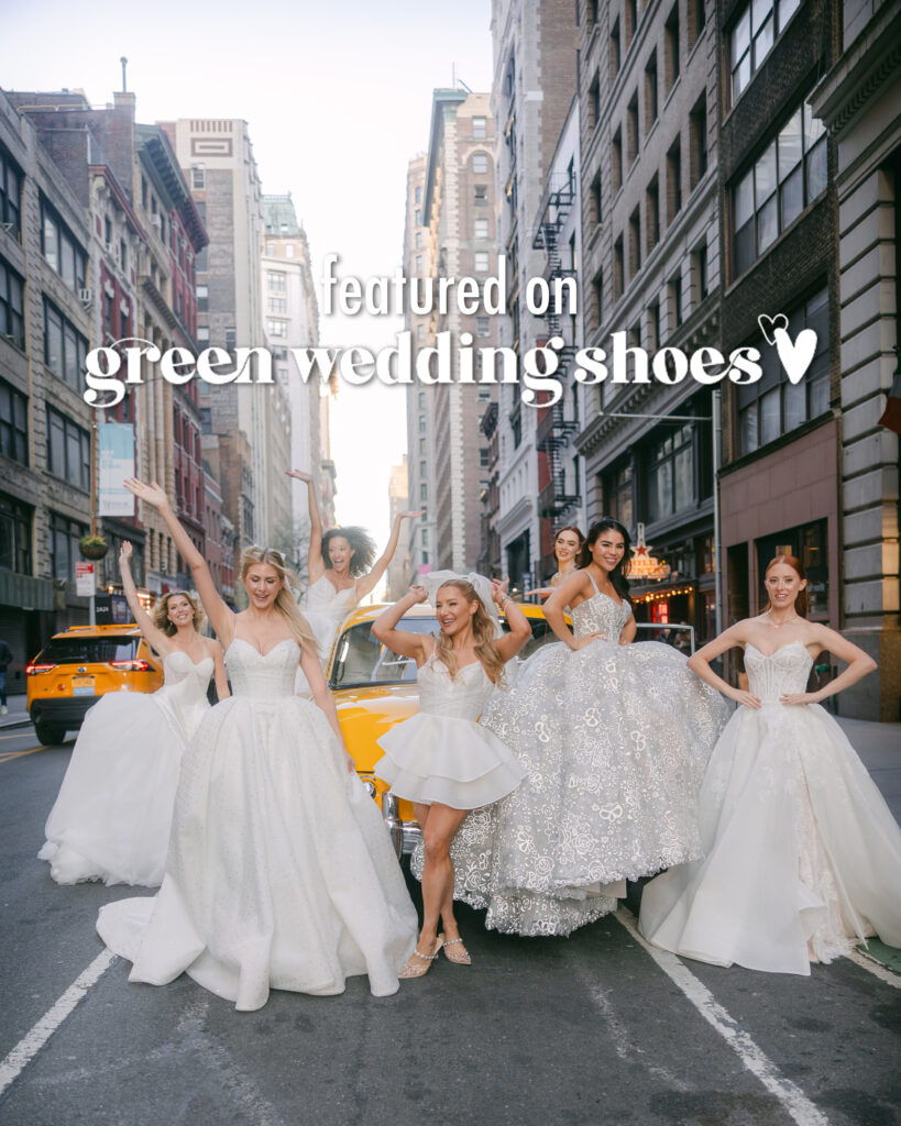 The image featured on Green Wedding Shoes of Hayley Paige in NYC for her Triumphant Return to Bridal Fashion
